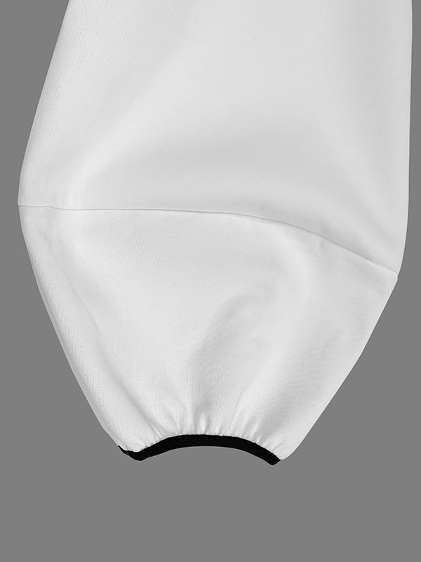 Loose Puff Sleeves Contrast Color Split-Joint Stand Collar Outerwear