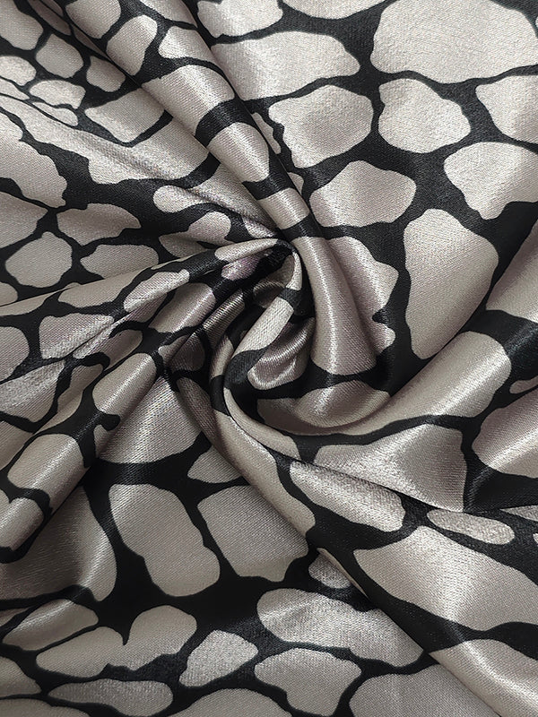 Long Sleeves Loose Buttoned Contrast Color Snakeskin Printed Lapel Blouses&Shirts Tops