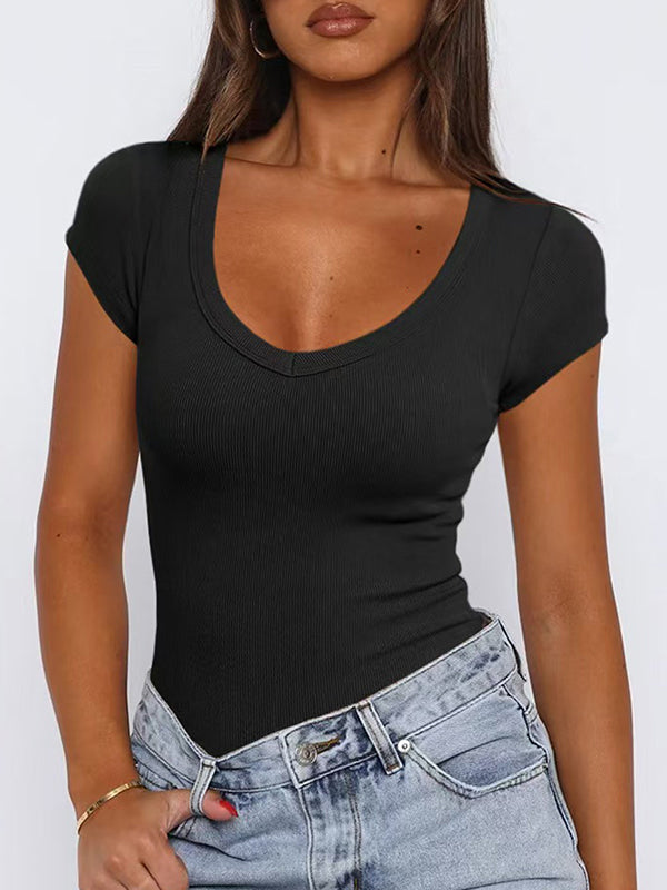 Vera Arlette Ribbed V-Neck Tee