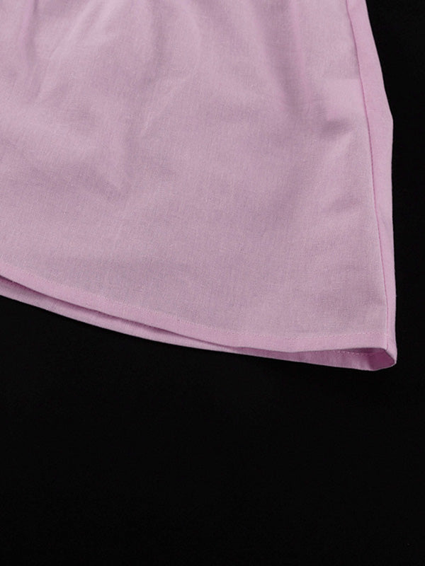 Loose Split-Joint Sleeveless Pleated V-Neck Vest + Pants Trousers Two Pieces Set