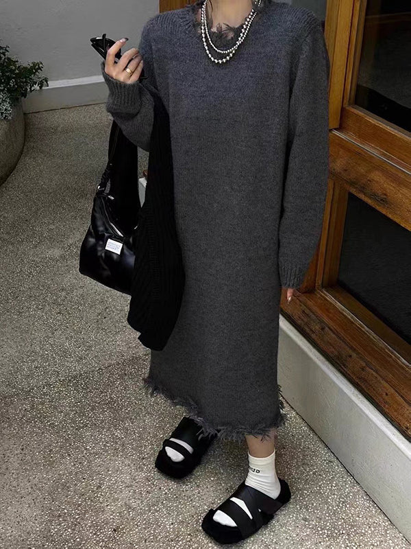 Vera Solenne Fringe Sweater Dress