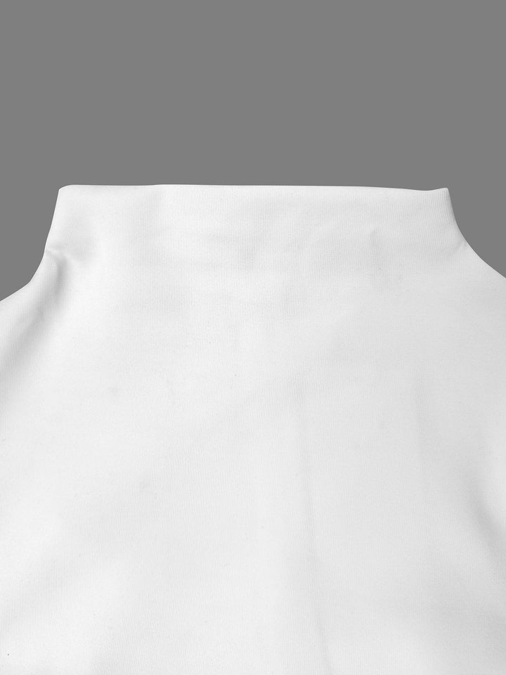 Flared Sleeves Long Sleeves Solid Color Stand Collar Mini Dresses