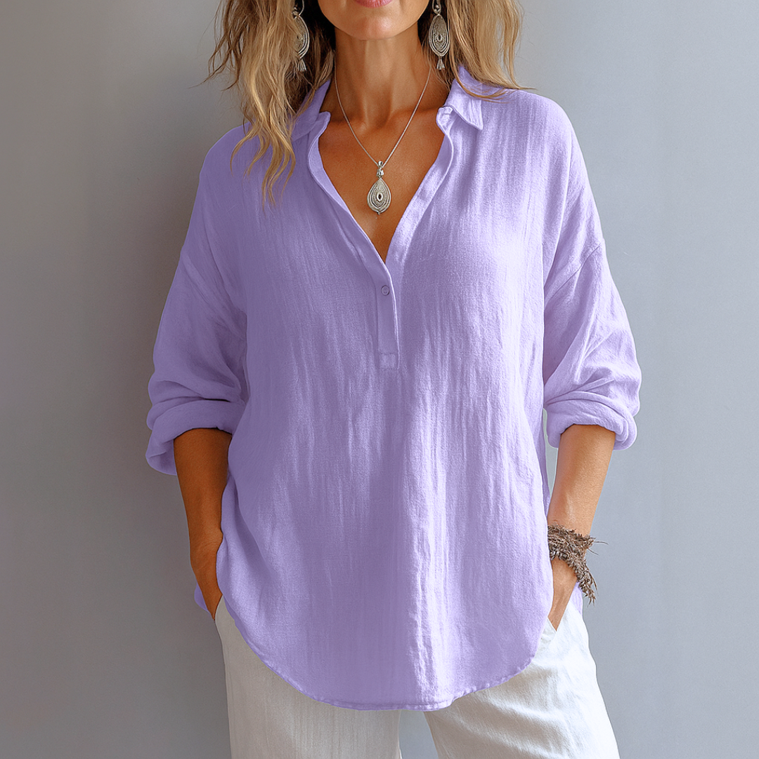 Vera® –   Stylish V-Neck Linen Shirt