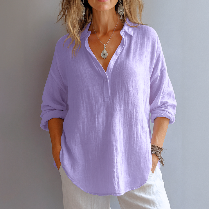 Vera® –   Stylish V-Neck Linen Shirt