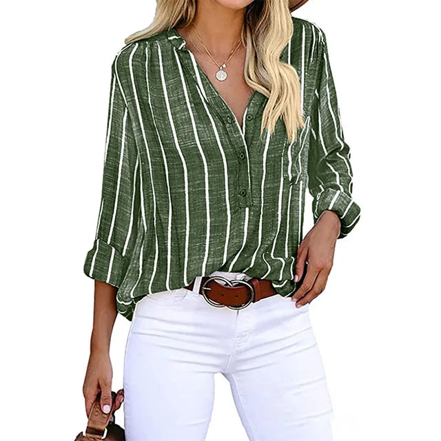 Vera® –  Striped Button-Down Shirt