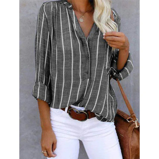 Vera® –  Striped Button-Down Shirt