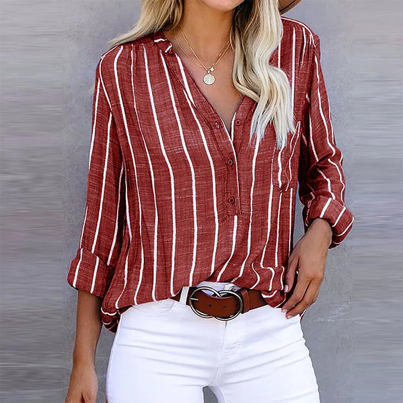 Vera® –  Striped Button-Down Shirt