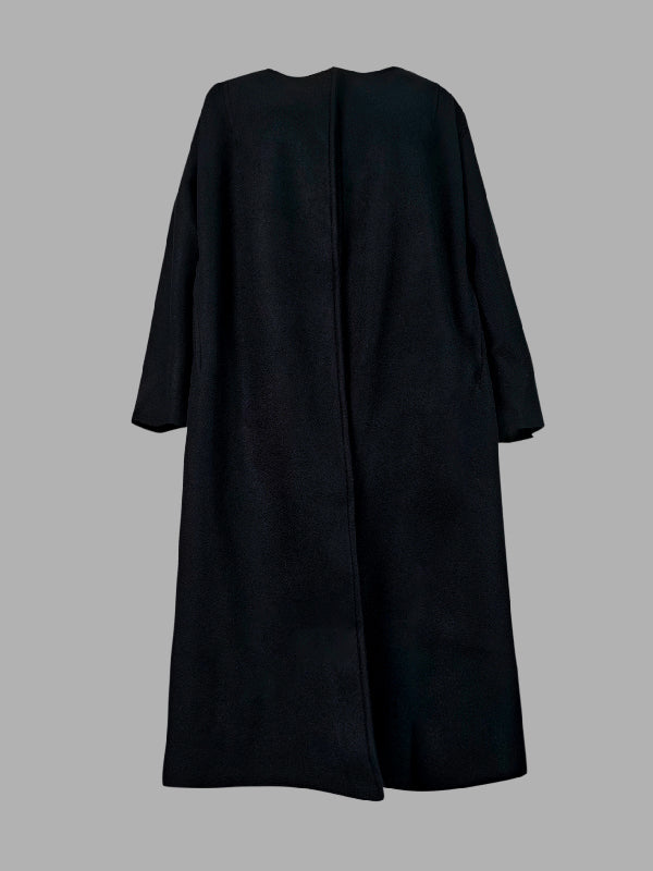 Long Sleeves Loose Solid Color Collarless Woolen Coat