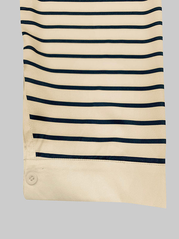 Long Sleeves Loose Buttoned Striped Stand Collar Blouses&Shirts Tops