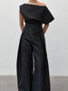 Loose Sleeveless Solid Color Off-The-Shoulder Vest Tops + Pants Bottoms Two Pieces Set