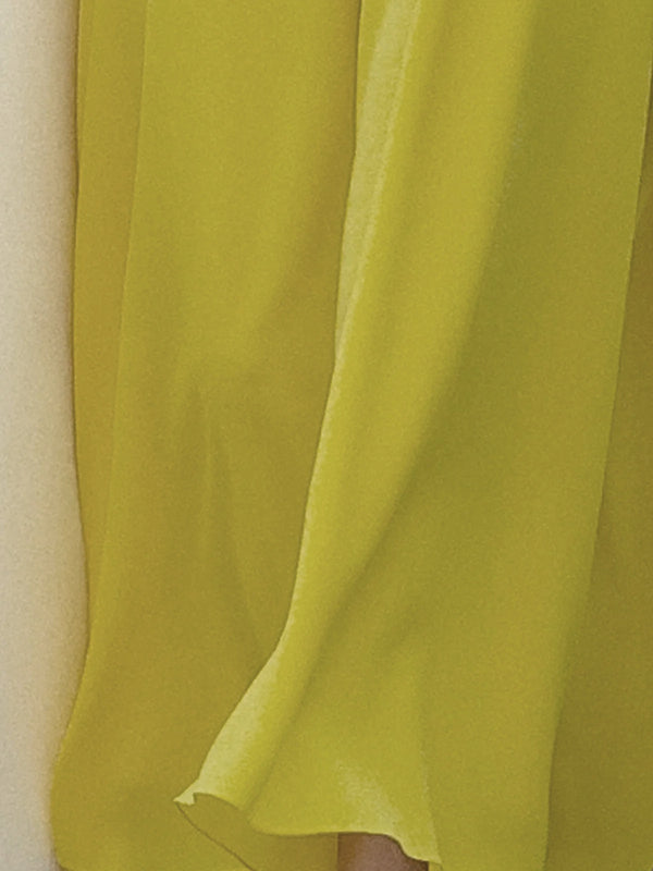 Loose Short Sleeves Pleated Solid Color Split-Joint Round-Neck Evening Dresses Midi Dresses