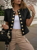 Short Sleeves Buttoned Solid Color Round-Neck Outerwear