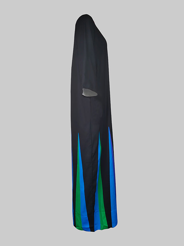 High Waisted Long Sleeves Striped Round-Neck Jumpsuits