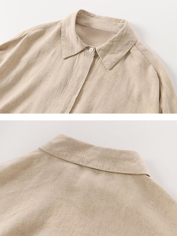 Loose Solid Color Split-Joint Split-Side Lapel Blouse + Elasticity Pleated Pants Trousers Two Pieces Set