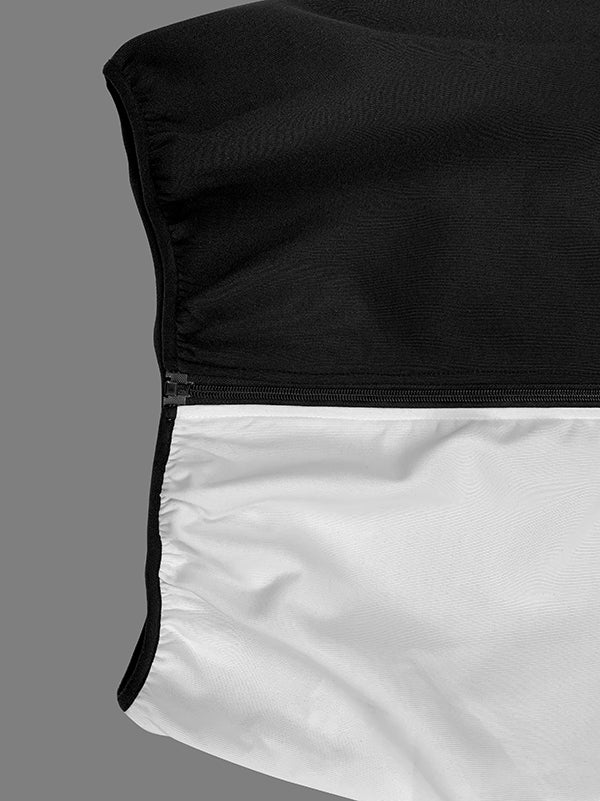 Loose Puff Sleeves Contrast Color Split-Joint Stand Collar Outerwear