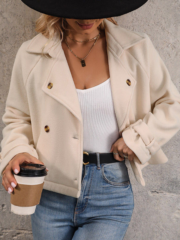 Long Sleeves Loose Buttoned Split-Joint Notched Collar Outerwear