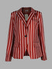 Long Sleeves Loose Striped Notched Collar Blazer Outerwear