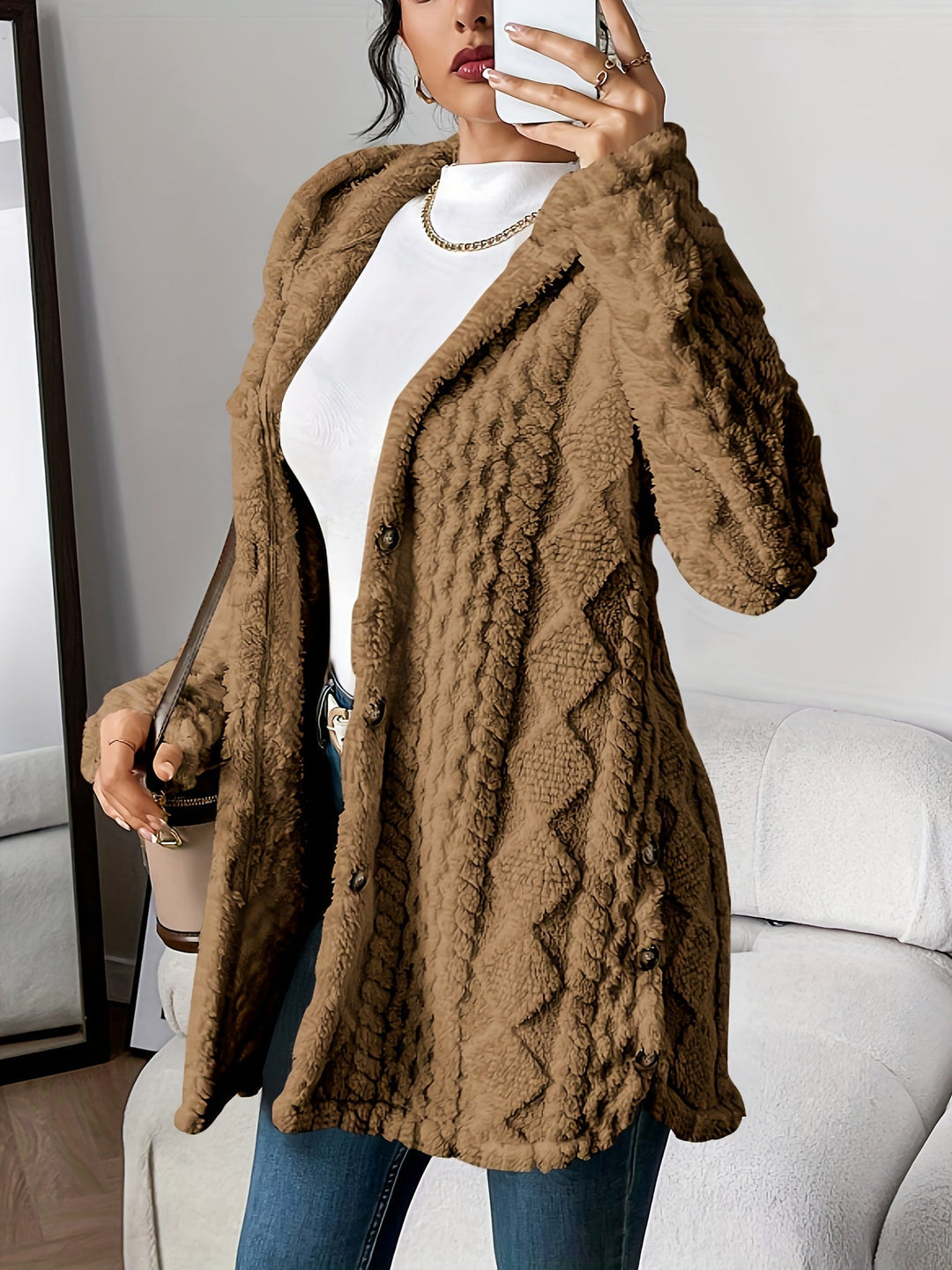 Vale® – Plush Hooded Cardigan
