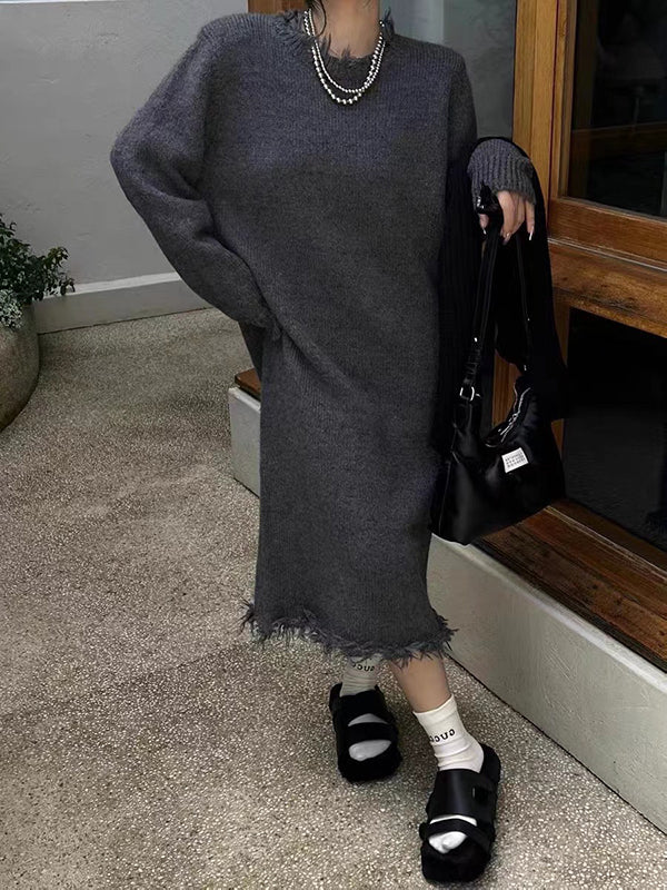 Vera Solenne Fringe Sweater Dress