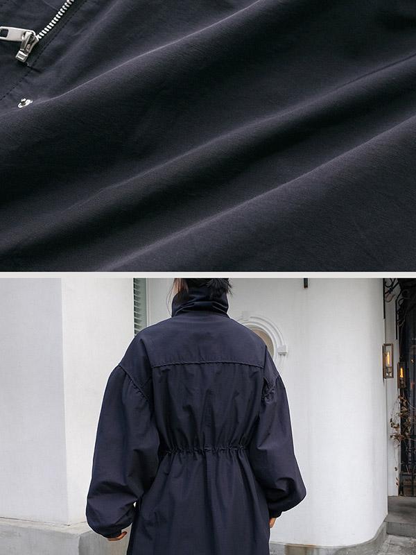 Solid Color Loose Elastic Waist Long Outwear