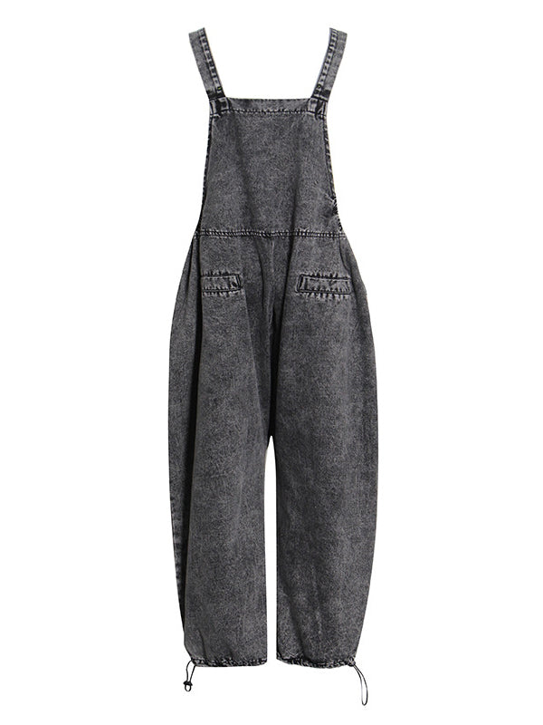 Original Cool Denim Split-Joint Square-Neck Overalls