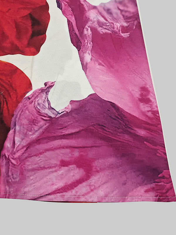 A-Line Loose Elasticity Flower Print One-Shoulder Maxi Dresses