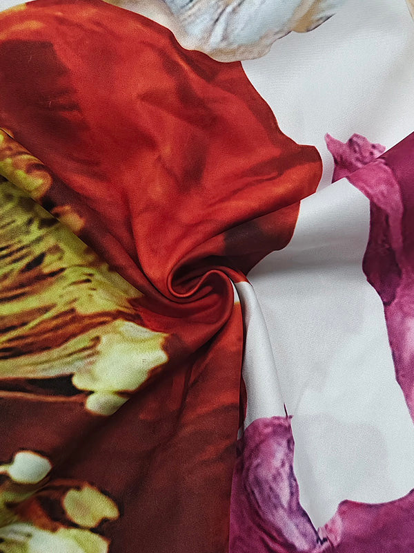 A-Line Loose Elasticity Flower Print One-Shoulder Maxi Dresses