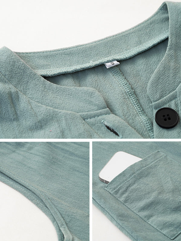 Loose Sleeveless Split-Joint V-Neck Jumpsuits