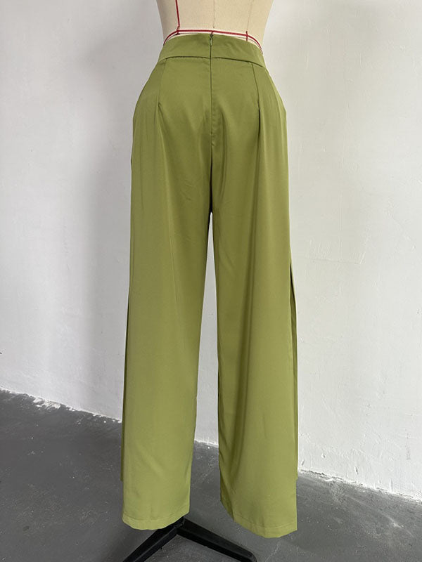 Long Sleeves Printed Heaps Collar Shirts Top + High Waisted Pants Bottom Two Pieces Set