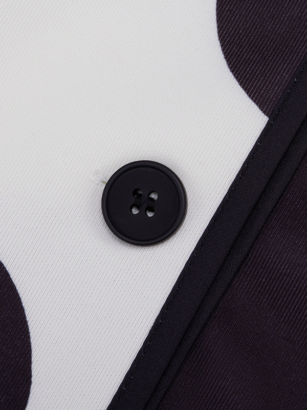 Long Sleeves Loose Contrast Color Flower Print Split-Joint Stand Collar Jackets Outerwear