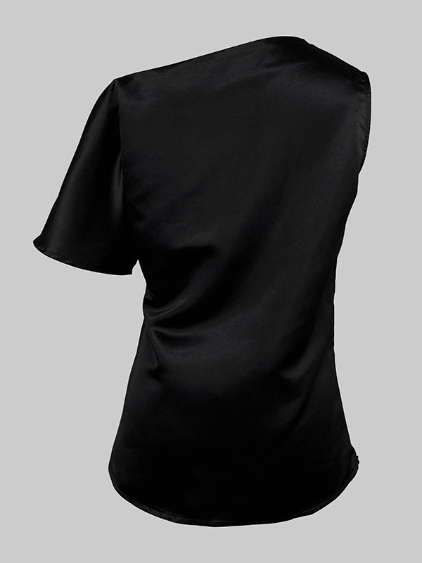 Loose Sleeveless Solid Color Off-The-Shoulder Vest Tops + Pants Bottoms Two Pieces Set