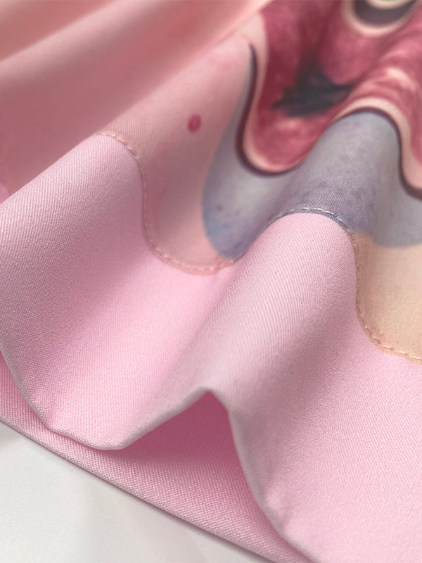 Loose Sleeveless Flower Print Round-Neck Jumpsuits