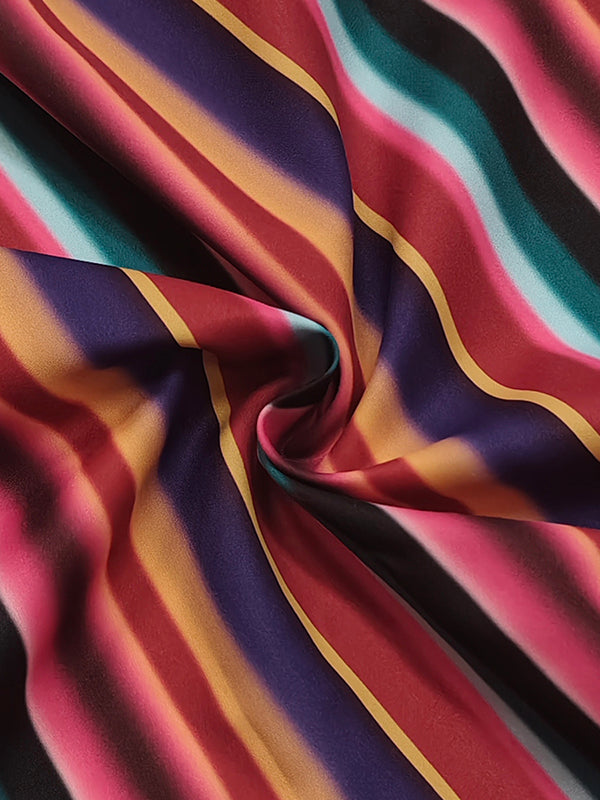 Long Sleeves Loose Split-Joint Striped Lapel Maxi Dresses Shirt Dress