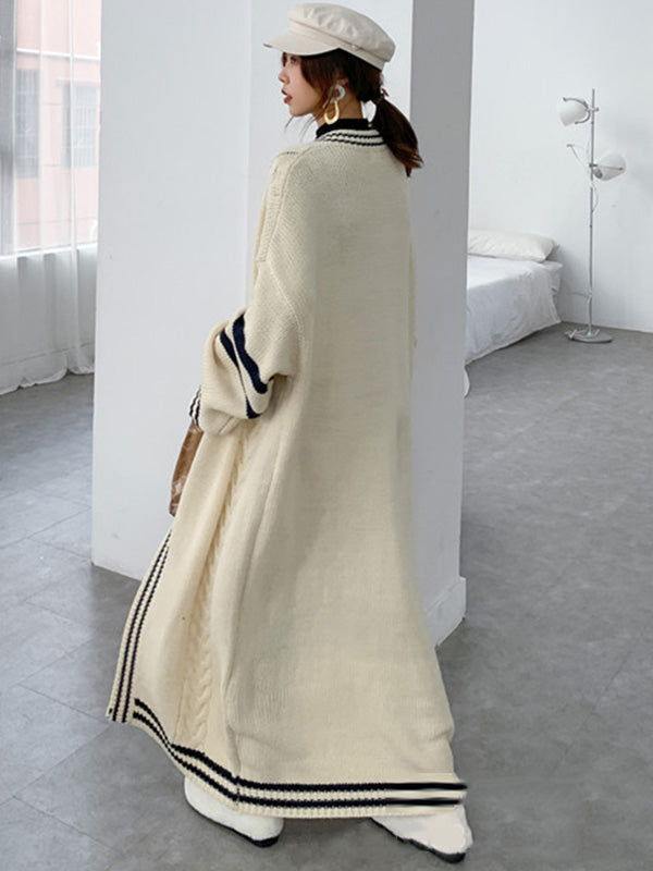 Vale Aria Striped Drape Coat