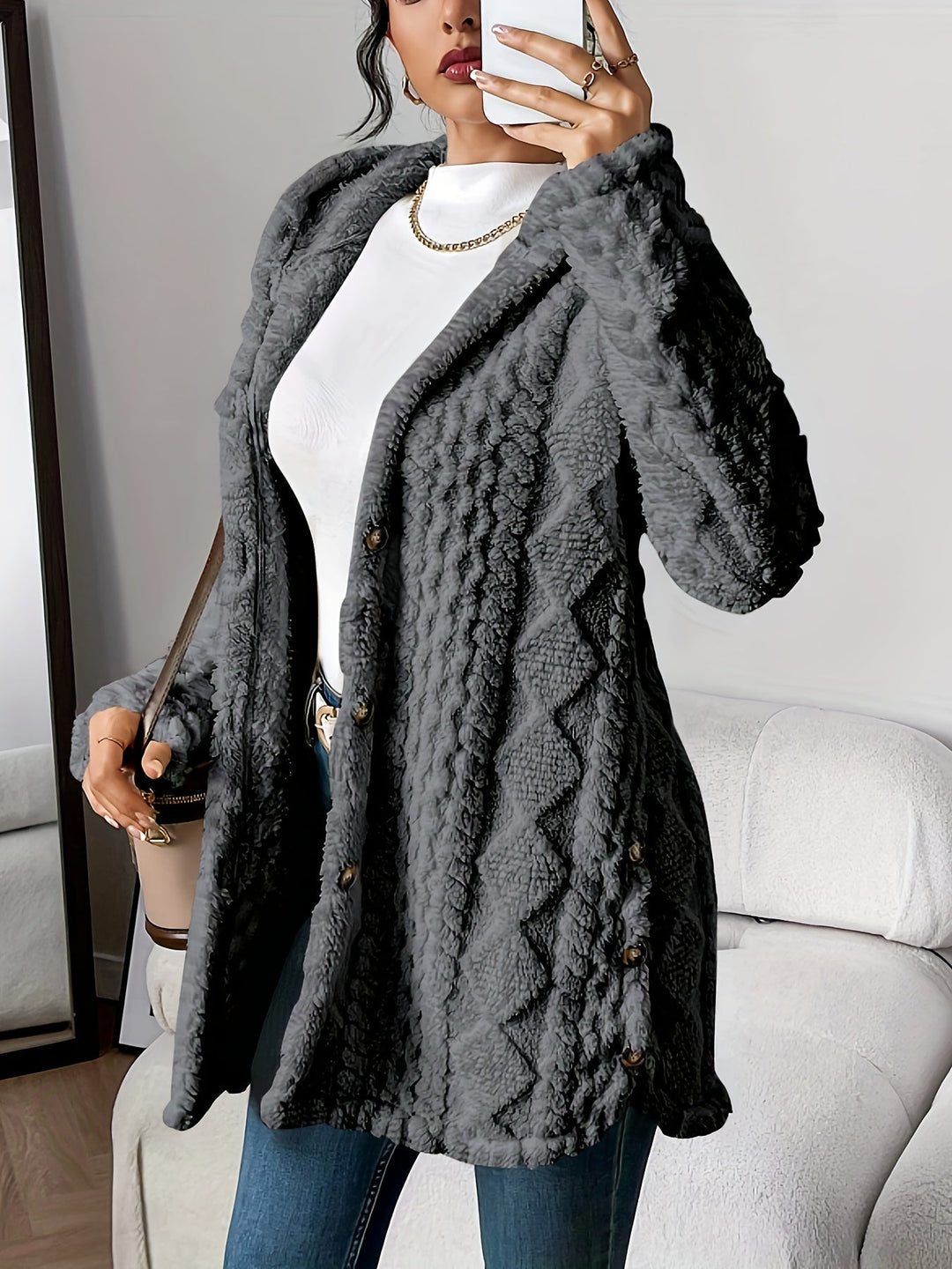 Vale® – Plush Hooded Cardigan