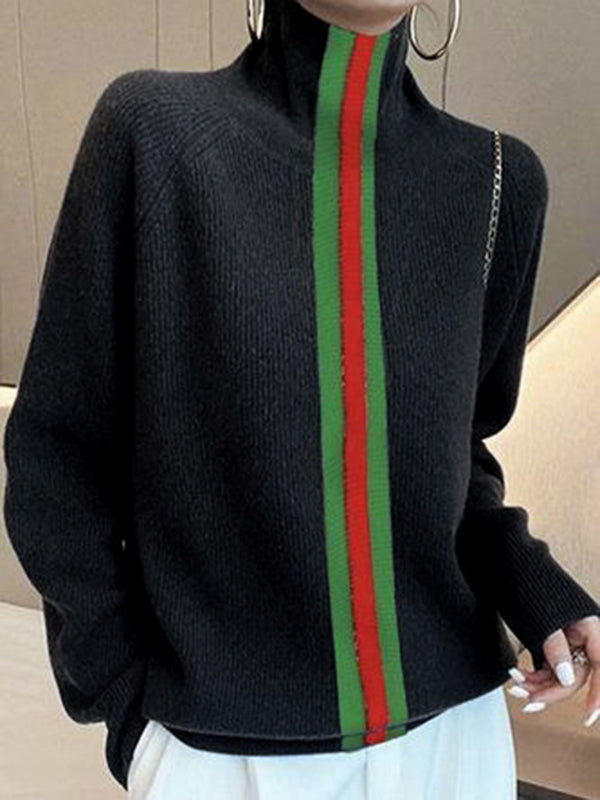 Vale Milano Stripe High-Neck Knit