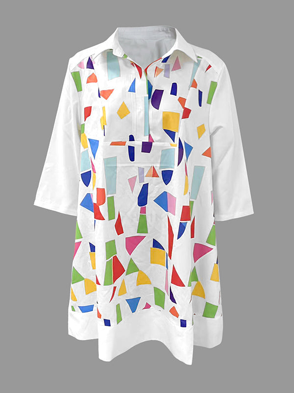 A-Line Half Sleeves Contrast Color Stand Collar Mini Dresses