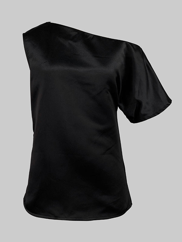 Loose Sleeveless Solid Color Off-The-Shoulder Vest Tops + Pants Bottoms Two Pieces Set