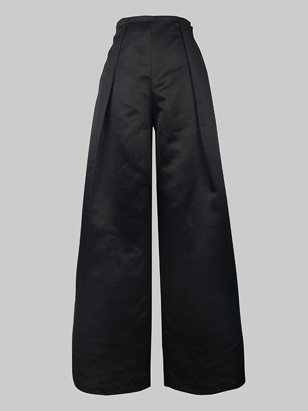 Loose Sleeveless Solid Color Off-The-Shoulder Vest Tops + Pants Bottoms Two Pieces Set