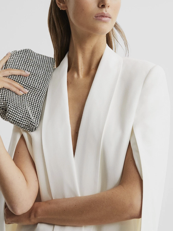 Cape Loose Solid Color Split-Joint V-Neck Blazer