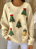 Vintage Christmas Tree Women's Casual Crewneck Sweater